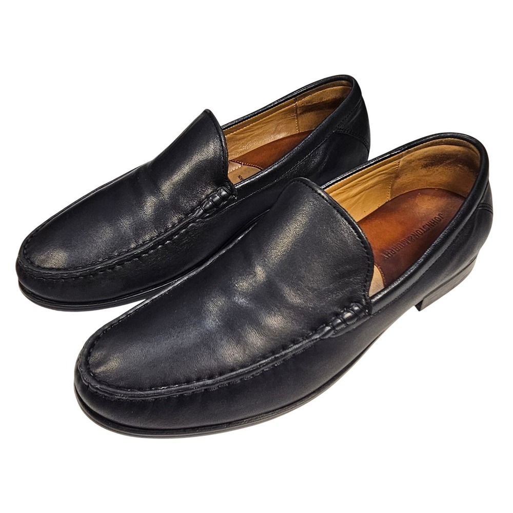 Johnston & Murphy Hawkins Venetian Black Glove Leather Loafers Mens 10M